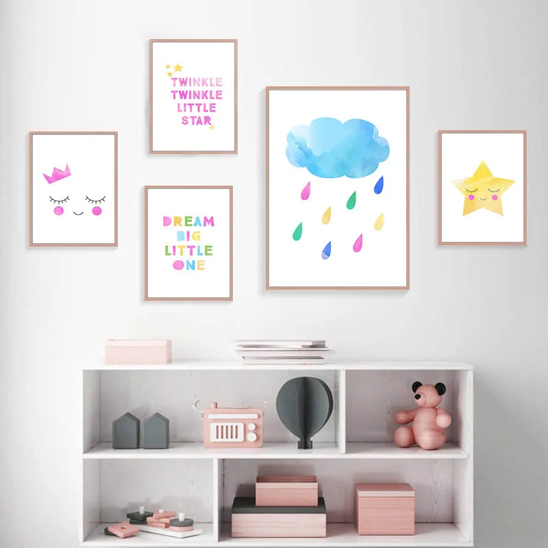 Детская Цитата настенная Картина на холсте для детской комнаты Мультяшные