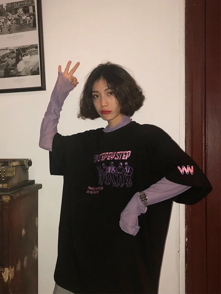 Футболка женская с коротким рукавом свободная сетчатая майка надписью и круглым