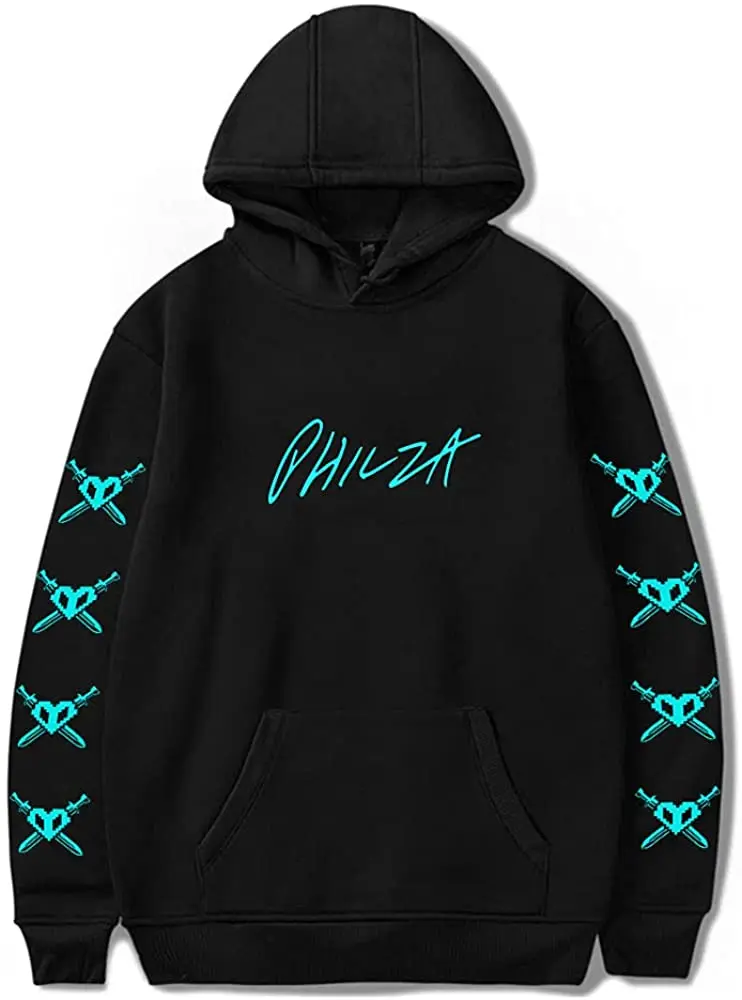 Толстовка Philza Merch с голубыми перекрещивающимися сердечками спереди для
