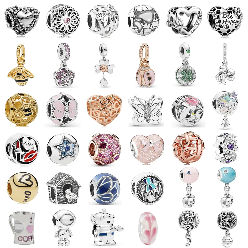 

New fashion charm original dragonfly butterfly bee honeycomb beading suitable for original Pandora ladies bracelet jewelry gift