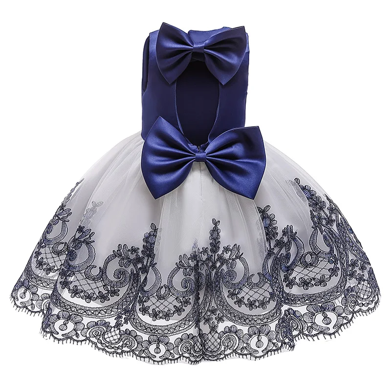Dark blue Лук без спинки нарядное платье для девочки;карнавальные костюмы платья для девочек,платье принцессы для девочек;новогодний костюм для девочки;свадебное праздничное платье для девочки;детские платья,1,2, 3,4,5, лет - Цвет: Dark blue