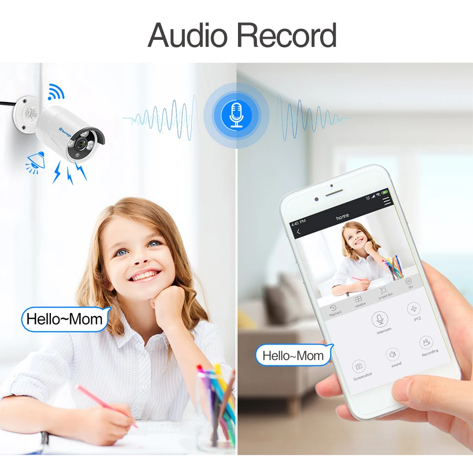 Камера видеонаблюдения Techage H.265 8 каналов беспроводная водонепроницаемая 2 МП IP NVR