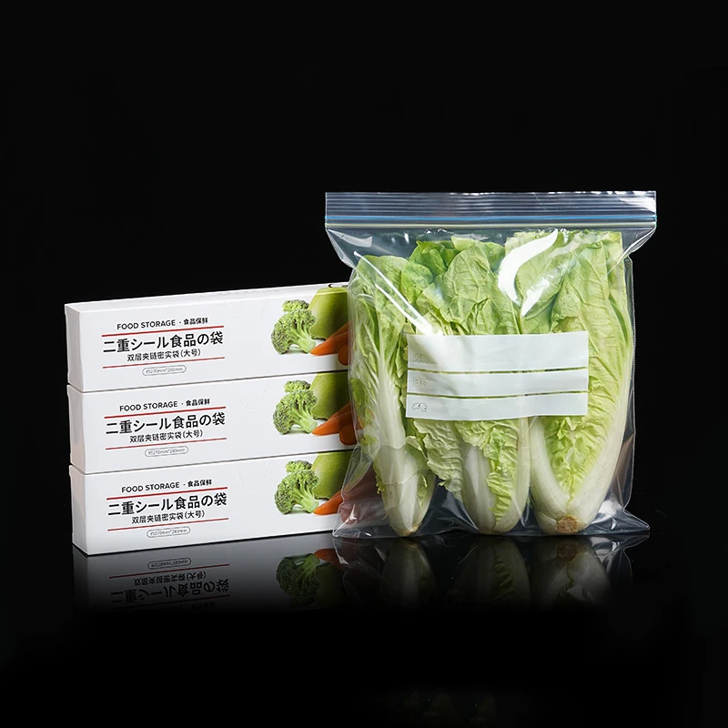 

3PCS Japanese Food Preservation Bag Refrigerator And Freezer Special Sealed Thickened Cold Storage Transparent Zipper Slide Lock