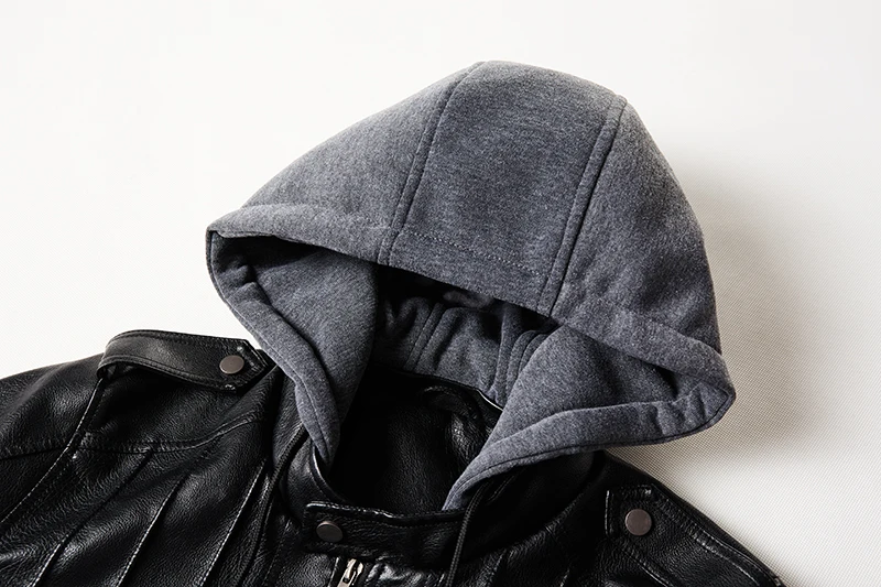 Мужская зимняя флисовая кожаная куртка мотоциклетная съемная верхняя одежда с