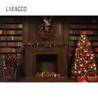 Деревянная полка Laeacco для книг, библиотеки, камина, рождественской елки, оленя, подарок для интерьера, фото фон, фото-декорации