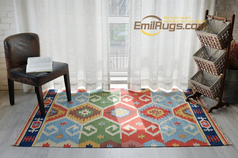 

Turkish floor carpet vintage lattice Lim kilim rugs handwoven wool living room coffee table carpet gc137-24