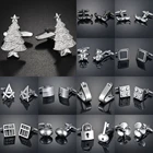 Запонки мужские, из стали, с тиснением, с ручной гравировкой