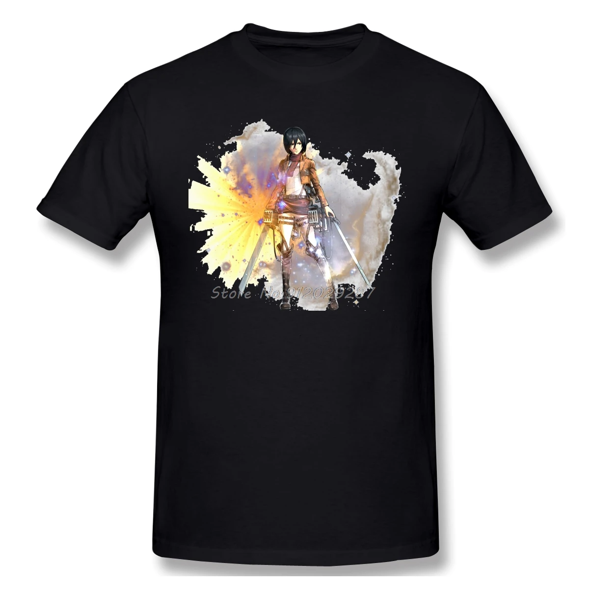 Микаса свободного кроя из хлопка с принтом Футболка для косплея по аниме атака на