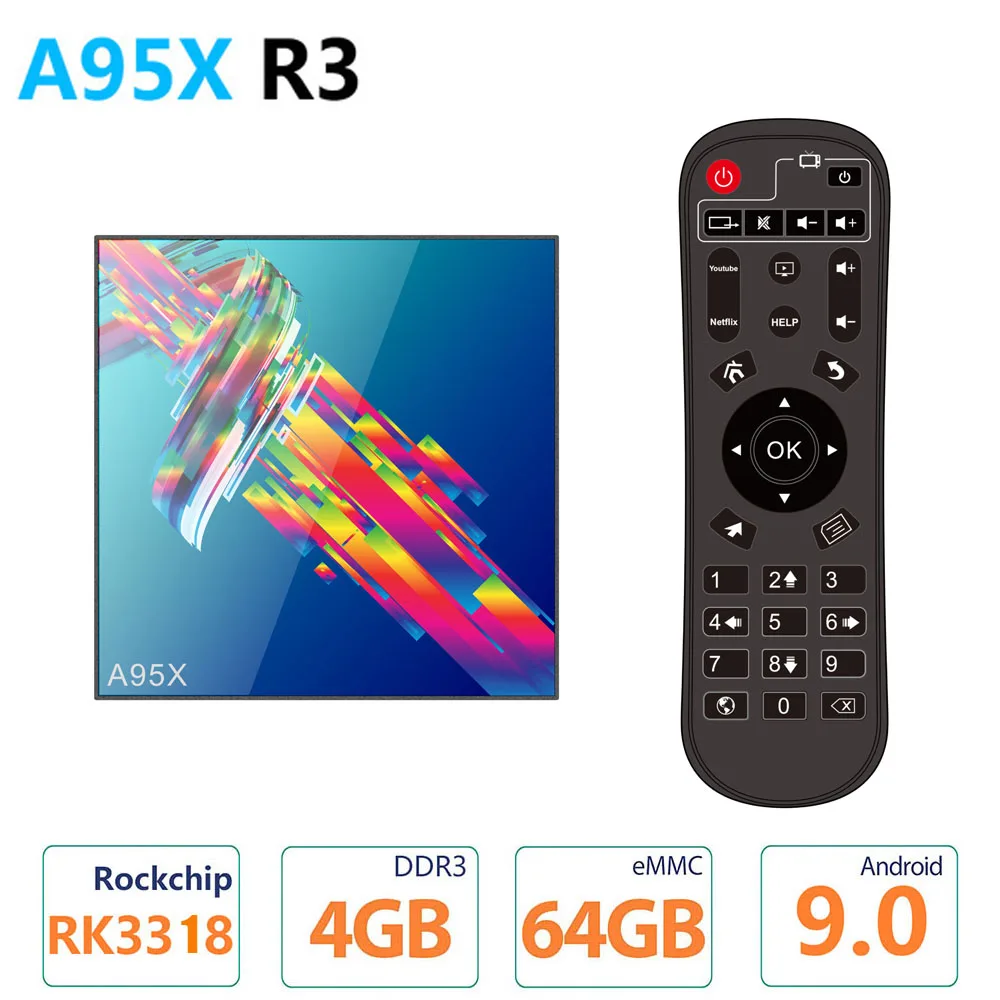 A95X R3 Smart TV Box Android 9 0 4 Гб RAM 32 64 ROM 2 4G 5G WiFi Bluetooth медиаплеер RK3318 16 4K HD
