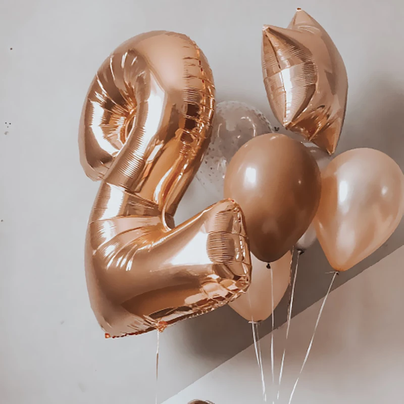 

40inch 0-9 Number Balloons Big Rose Gold Balloon Bright Aluminum Baloon Baby Birthday Party Decoration Baloon Toys Kids Globos
