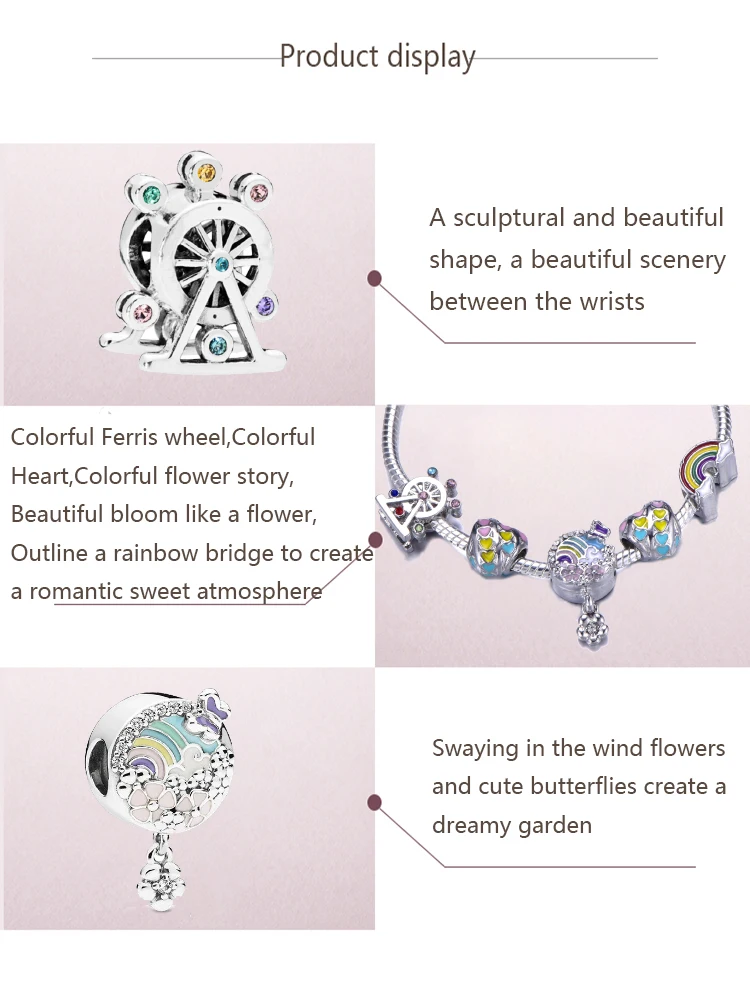 

Colorful Ferris Wheel Charm Bracelet Flower Color Story Rainbow bridge Beads Bracelet For Women Valentine's Day Jewelry Gift
