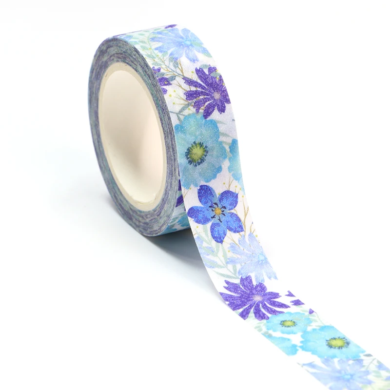 

NEW 10pcs/lot 15MM*5m Blue flower Decorative Washi Tape Scrapbooking Masking Tape Office Supply Adhesive Kawaii Stationery