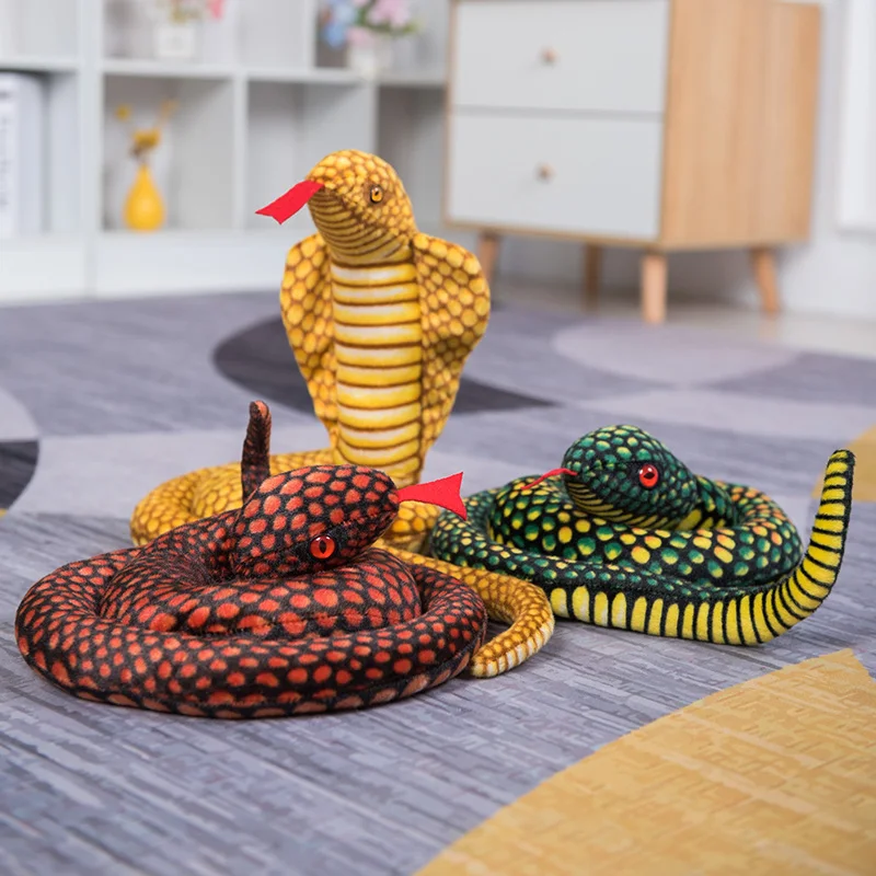 Фото 110 см новая большая кобра плюшевая игрушка мягкие подушки реквизит из ужасов