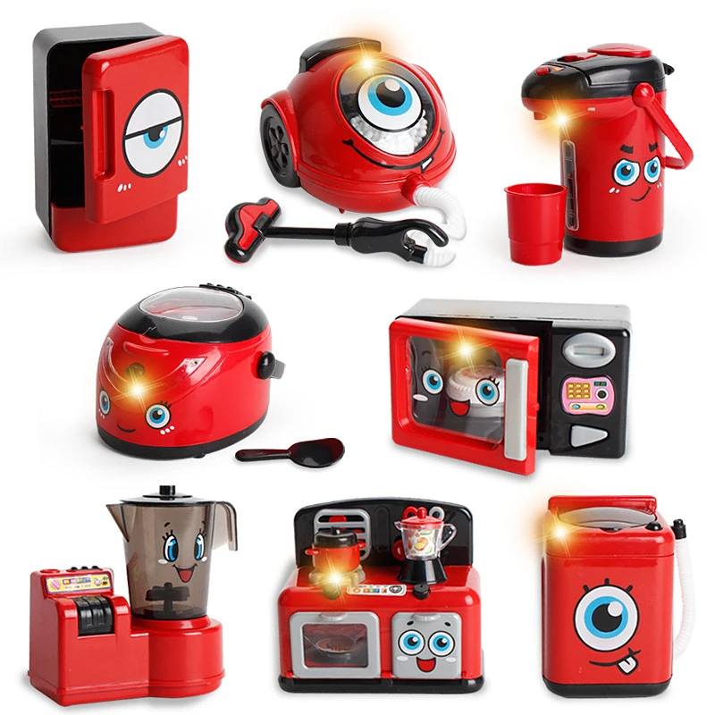 childrens fun simulation small appliances household appliance kitchen microwave oven vacuum cleaner light play educational toy free global shipping