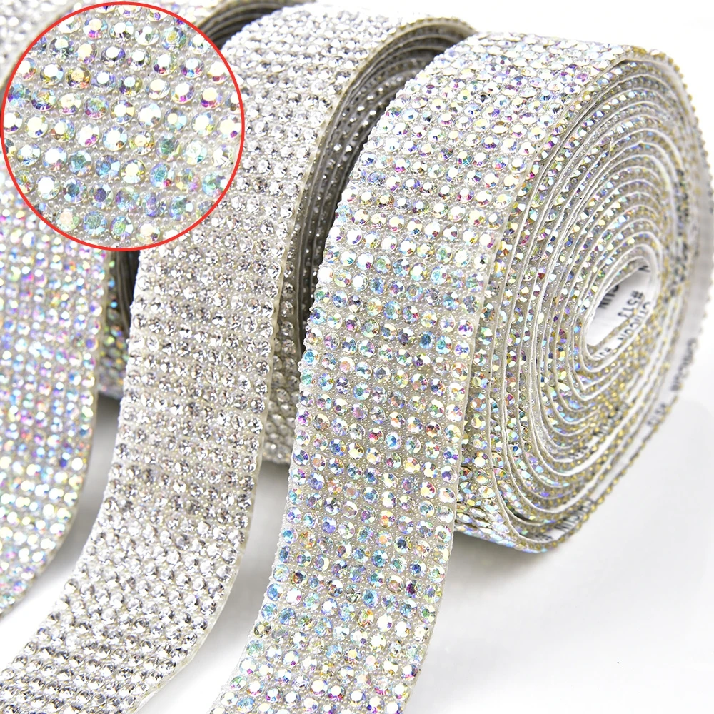 Новый самоклеющийся из хрустального стекла лента отделка со стразами Белый Ab