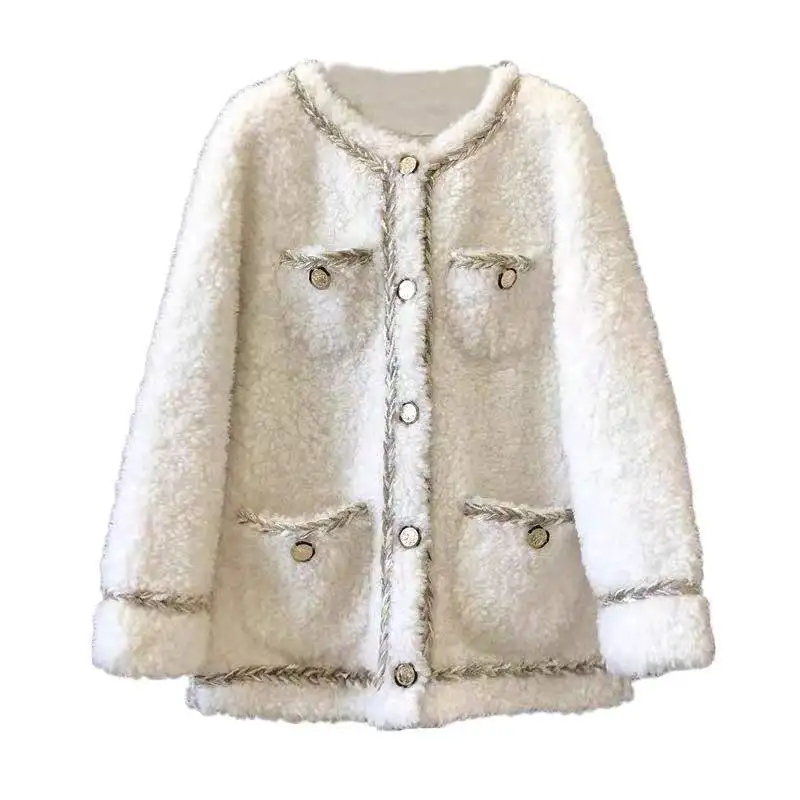 Женское Модное новое пальто из натуральной овчины женские зимние шерсти женская