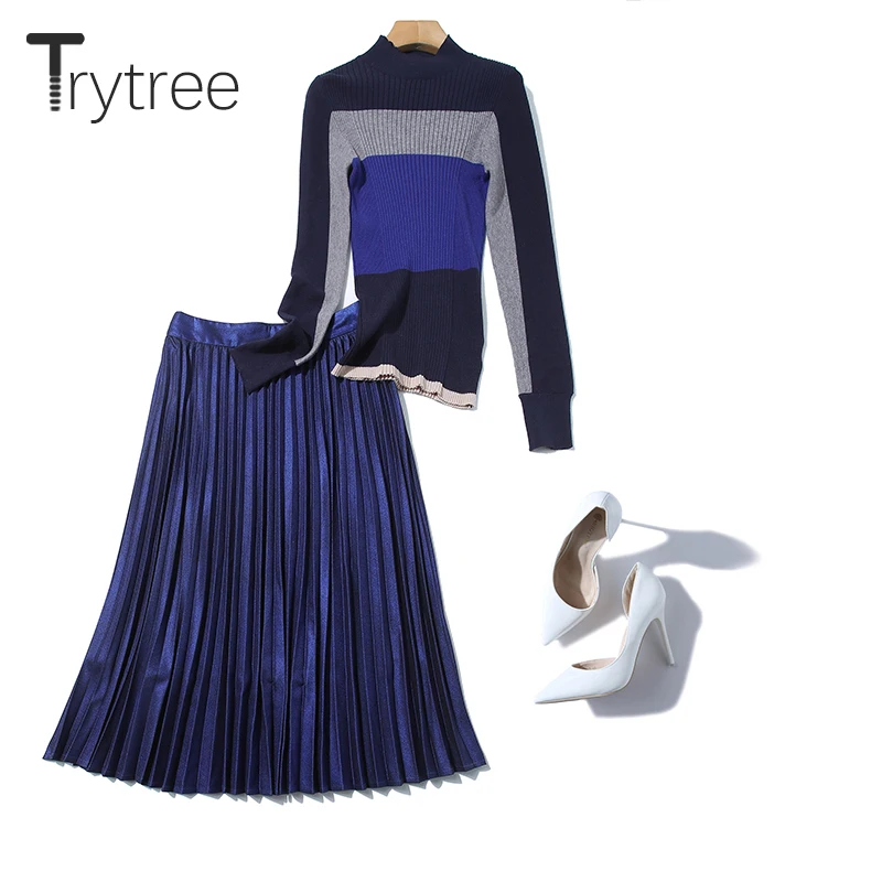 Trytree осенне-зимний комплект из двух предметов Повседневная водолазка вязаный