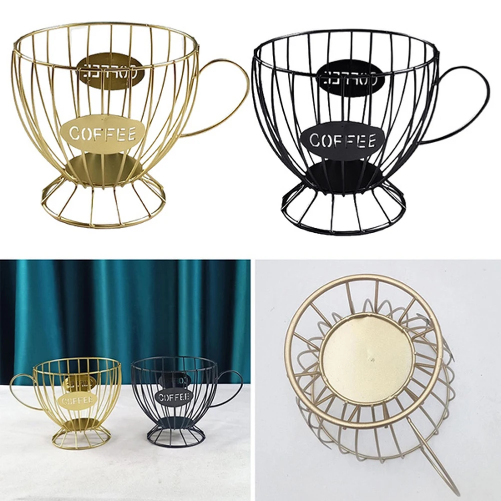 

Iron Art Hollowed Coffee Capsule Storage Basket Coffee Cup Shaped Fruit Coffee Pod Organizer Holder for Home Cafe Hotel Ornament