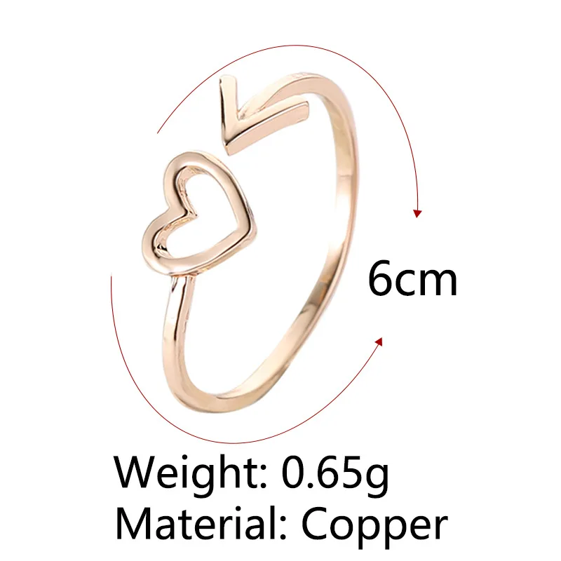 Korean Style Arrow Heart Open Rings For Women Ajustable Size Ring Gold Silver Color Rose Metal Fashion Bague Femme Bijoux | Украшения и