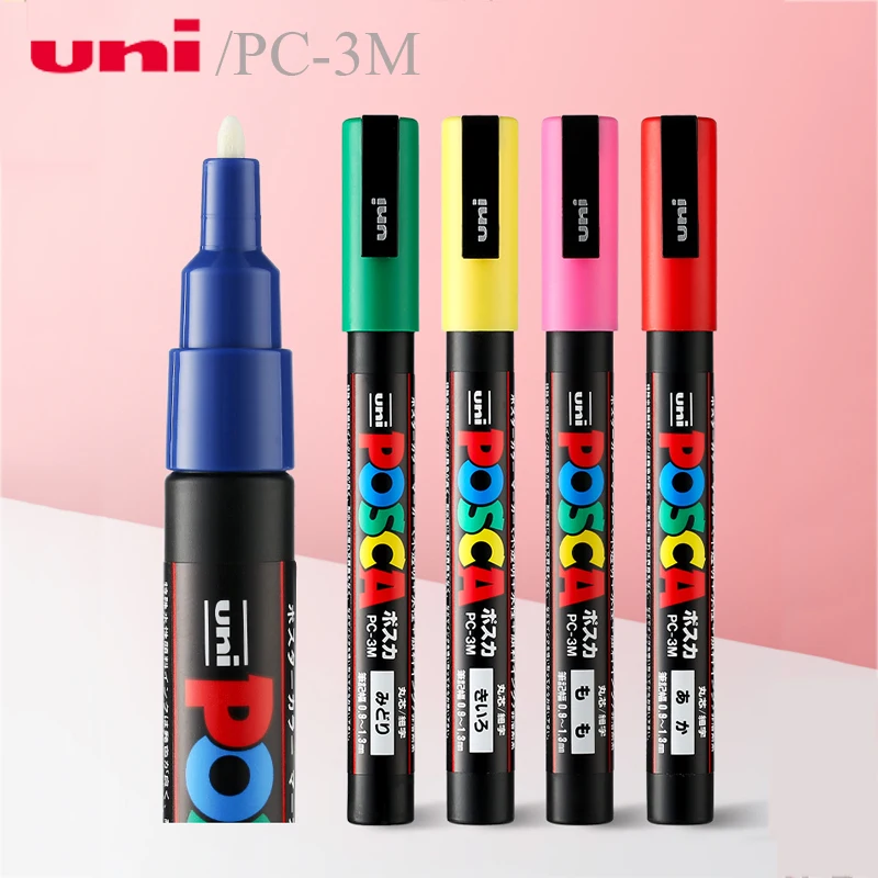 

3pcs Japan Uni Posca PC-3M medium bullet head water-based color marker permanent paint marker pen learning office art graffiti