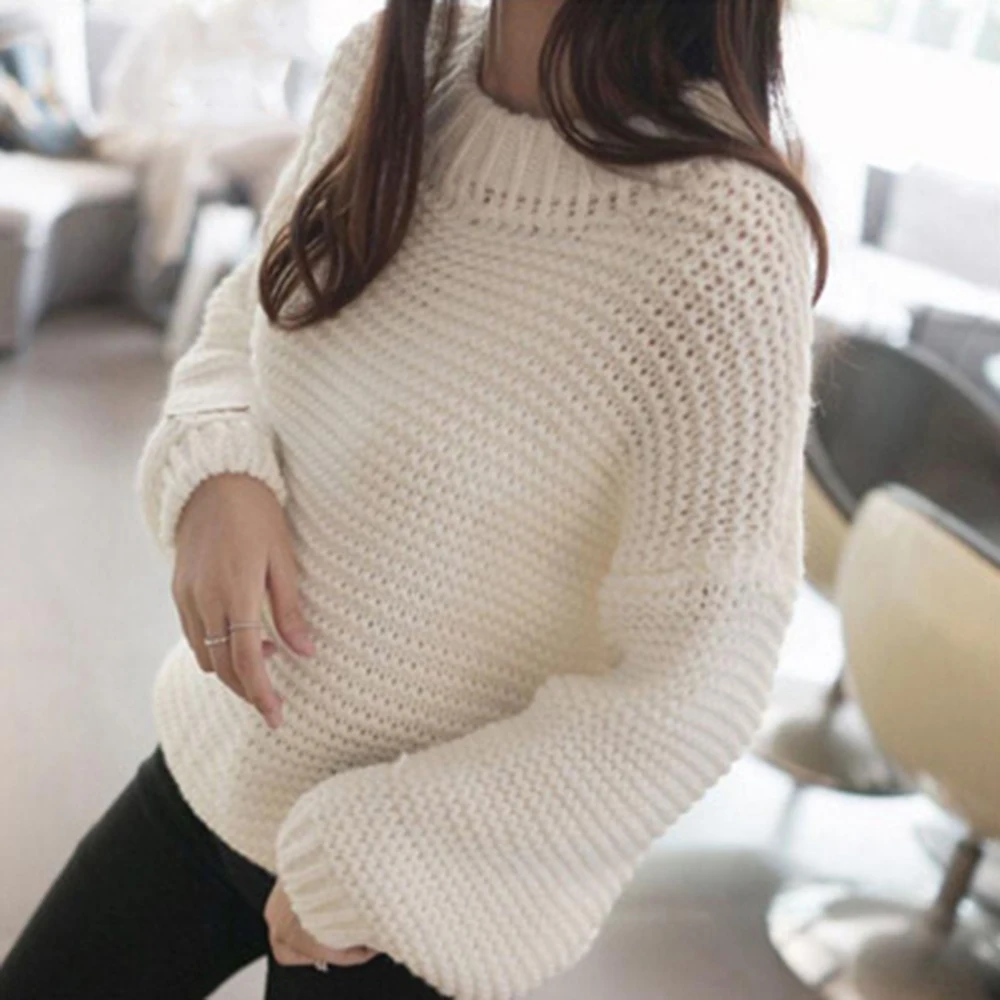 WENYUJH Autumn Womens Fuzzy Sweater Basic Female Pullover Batwing Sleeve Solid Color Femme Casual Knitted Streetwear