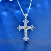 925 sterling silver necklace accessories personality cross pendant 0 5 carat moissanite pendant