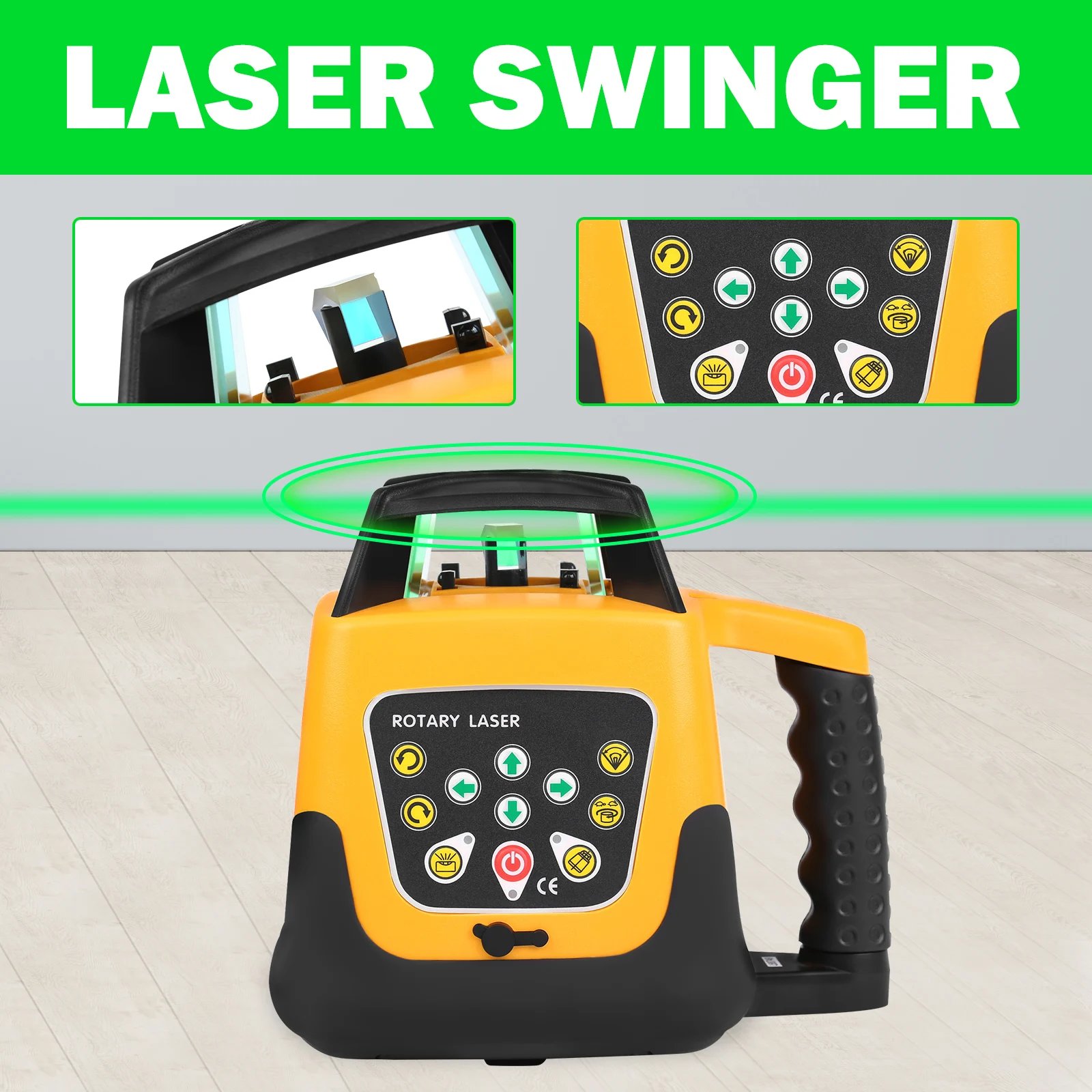 Samger Rotary Laser Level Red/Green Beam 360 Degree 500m Range Automatic Self-Leveling Instrument Measuring Tools+1.65M Tripod