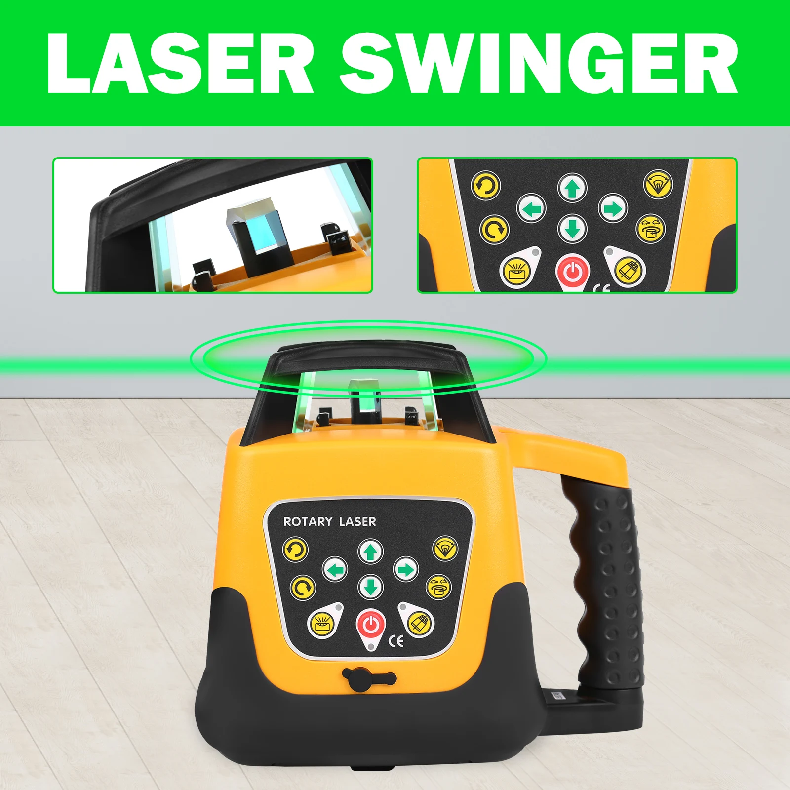 

Samger Rotary Laser Level Red/Green Beam 360 Degree 500m Range Automatic Self-Leveling Instrument Measuring Tools+1.65M Tripod