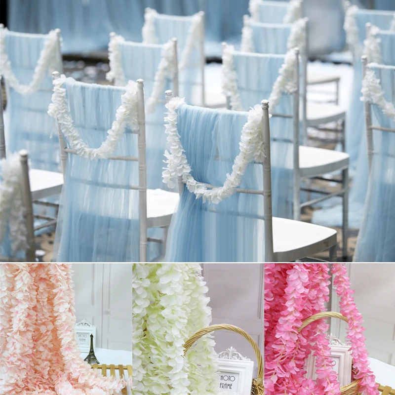 

10pcs 100cm Artificial Flower Rattan Wedding Decoration Square Pink White Silk Flower Bunch Hanging Basket Wedding Party Decor