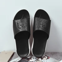 new slippers men genuine leather big sizes48 sandals casual beach summer rubber slides luxury mens house high quality fashion