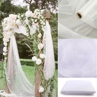 5m10m 48cm organza knot wedding chairs cover sheer crystal organza tulle roll fabric for wedding arch party decoration organza