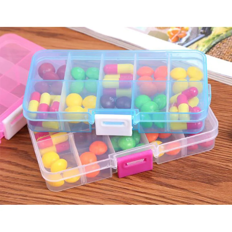 1 шт. 10 сеток регулируемая коробка для ювелирных изделий бусины таблеток Nail Art Tips