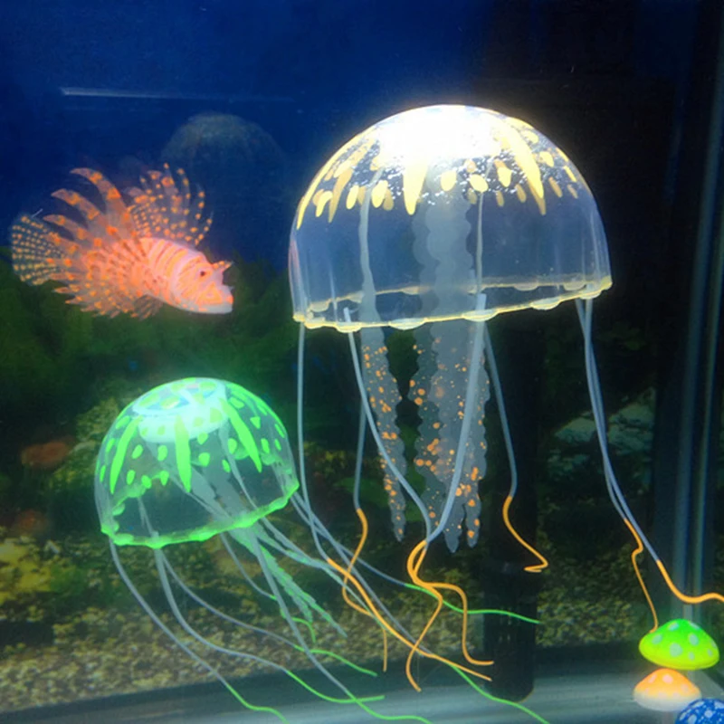 Colorido Artificial brillante efecto Medusa tanque de peces de acuario decoraci&oacute;n Mini submarino ornamento decoraci&oacute;n acu&aacute;tico suministros para mascotas-4