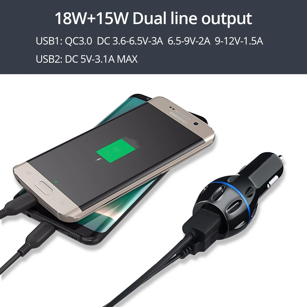 Ankndo устройство для автомобиля с двумя портами USB Зарядное устройство QC3.0 QC2.0 Быстрая зарядка 2-Порты и разъёмы телефона автомобиля-Зарядное устройство Автомобильный адаптер USB 5V3. 1A Универсальный автомобильный адаптер для зарядного устройства