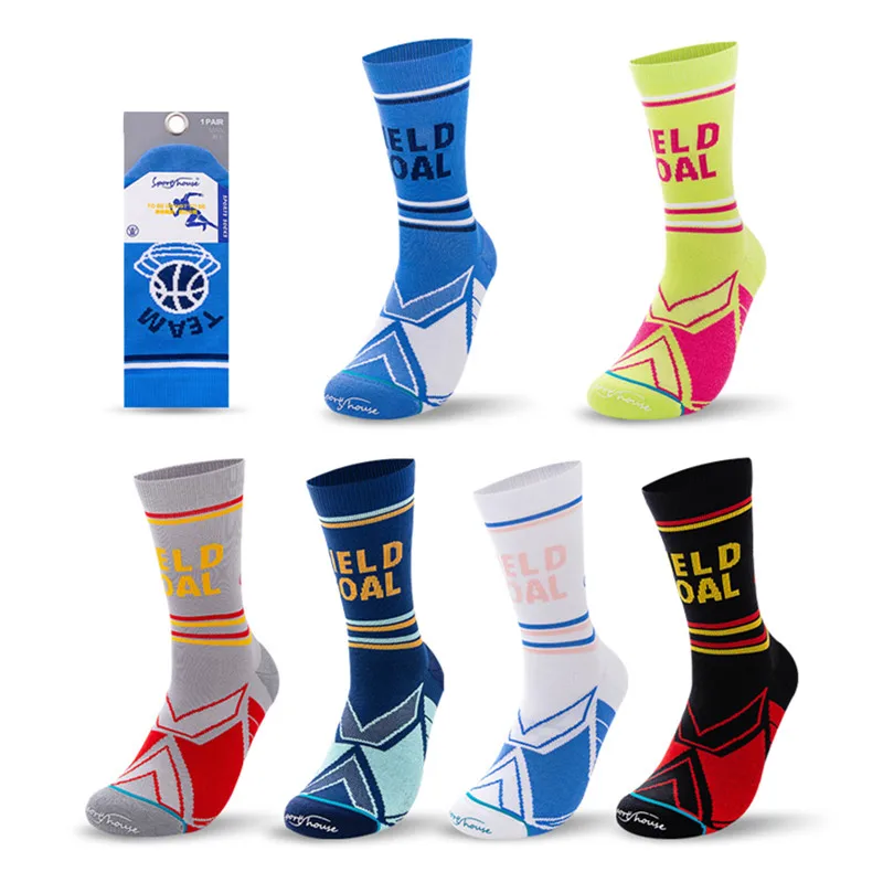 

2Pairs Men Cotton Sports Socks Non-slip Professional Basketball Socks Absorption Breathable Thick Towel Botton Thick Sweat Sock