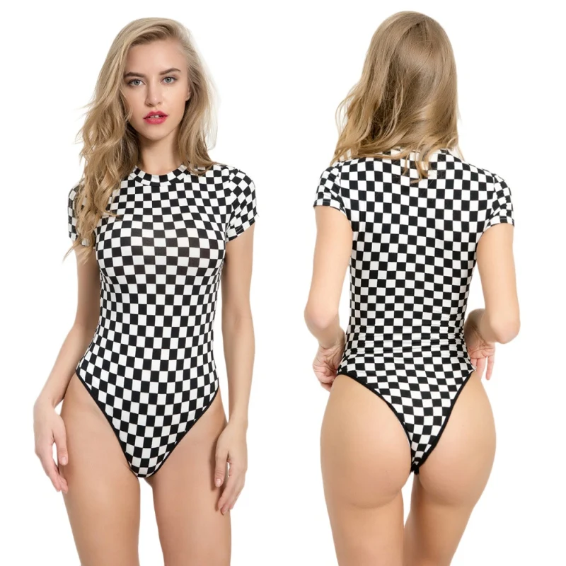 Новинка 2019 женский комбинезон сексуальный клетчатый облегающий хлопковый