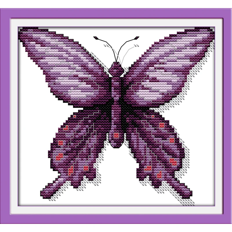 

Everlasting Love A Purple Butterfly Chinese Cross Stitch Kits Ecological Cotton Stamped 11CT DIY New Year Decorations For Home