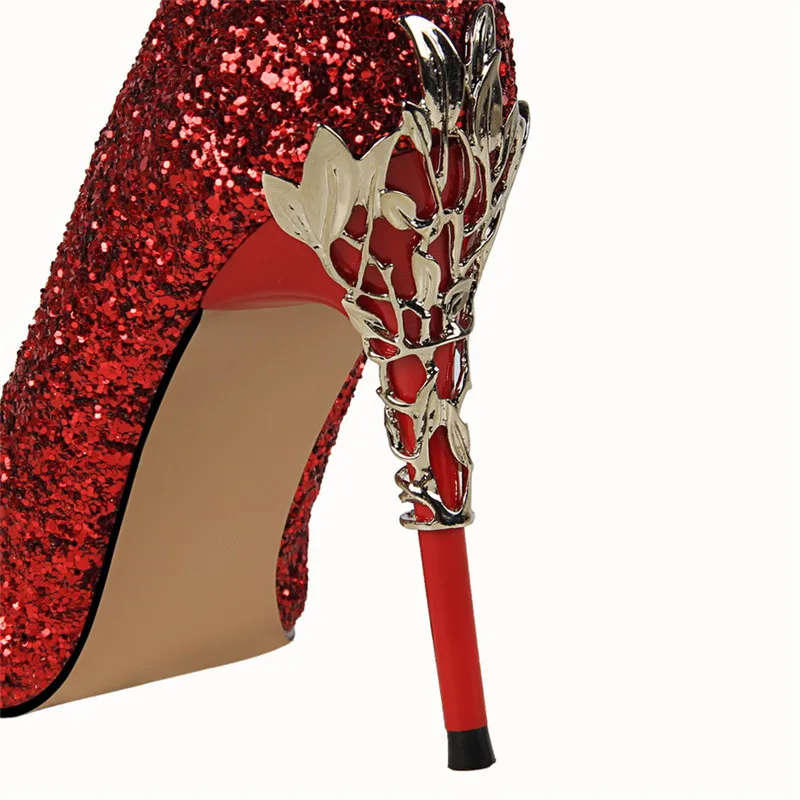 Женские туфли-лодочки с блестками D &amp Henlu золотистые свадебные туфли на высоком