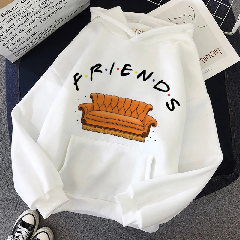 Friends Letters Hoodies Sweatshirts Winter Women Long Sleeve Leisure Oversize Hooded Jumper Jacket Ladies Warm Pocket Pullovers