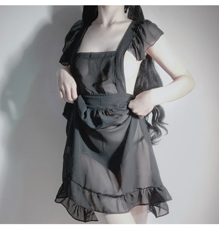

Japanese Cute Maid Uniform Babydoll Dress Erotic Lingerie Role Play Women Sexy Lingerie Cosplay French Apron Maid Servant Lolita