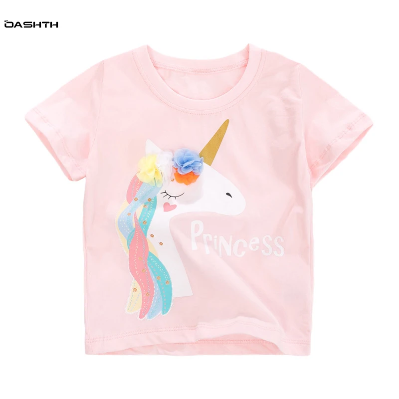 

OASHTH Children's clothing summer new girl's t-shirt cotton short-sleeved children's t-shirt