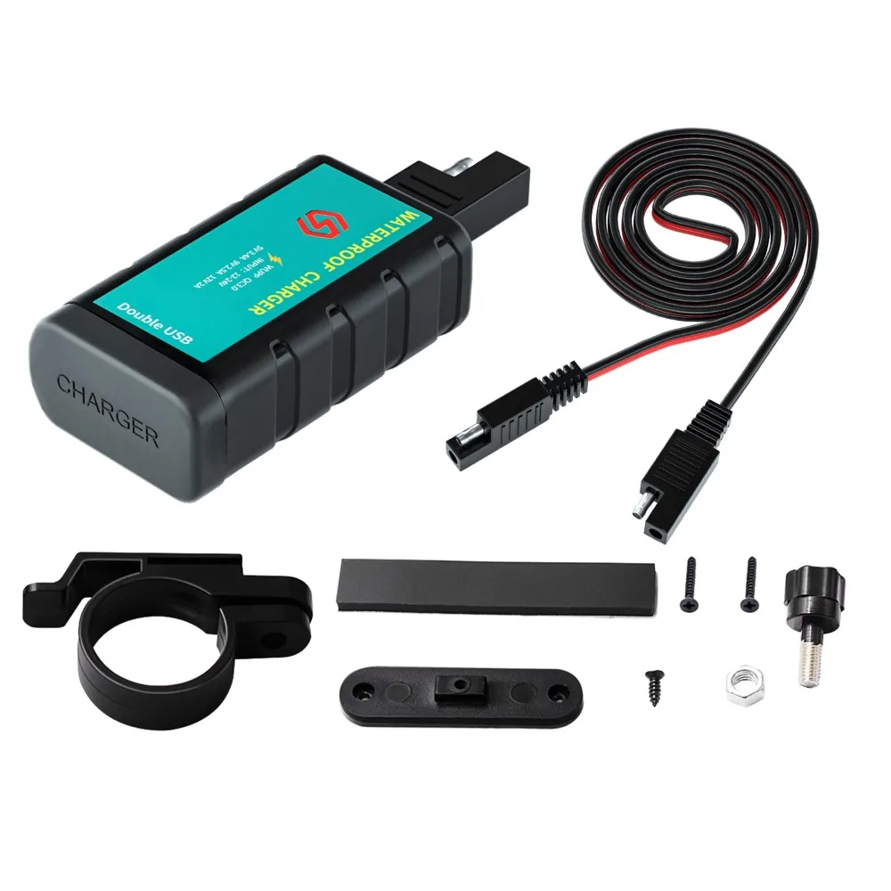 

Motorbike Charger Adapter Power Supply Socket For Phone Motorcycle Dual USB Port Waterproof Handlebar Mount Charger