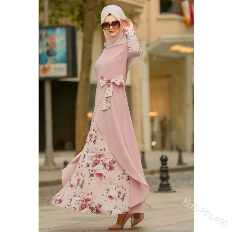 Платье с принтом размера плюс женское мусульманское длинное платье в этническом