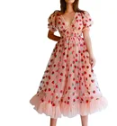Женское длинное платье с блестками, летнее Сетчатое платье макси с вышивкой и высокой талией, оригинальное качество