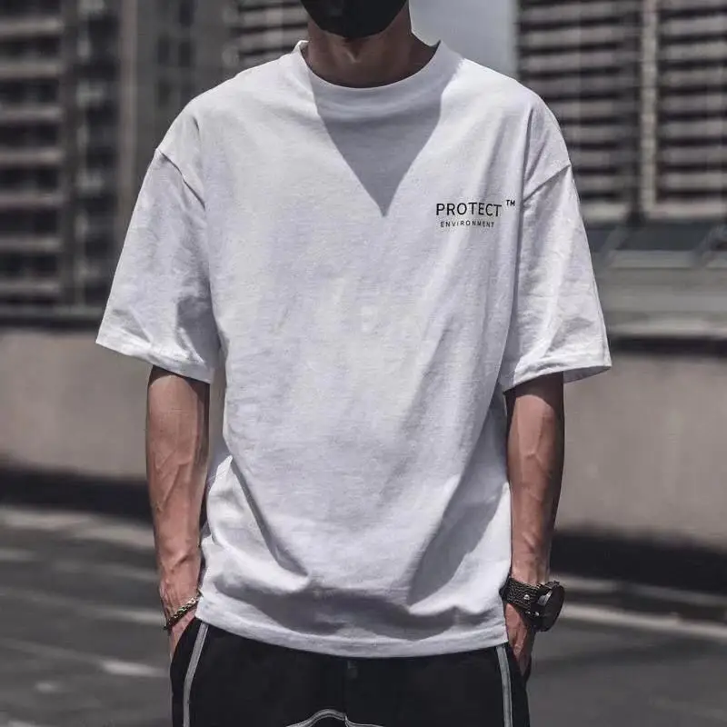 

2021 summer Japanese casual men's round neck short-sleeved hip-hop fashion couple printing T-shirt