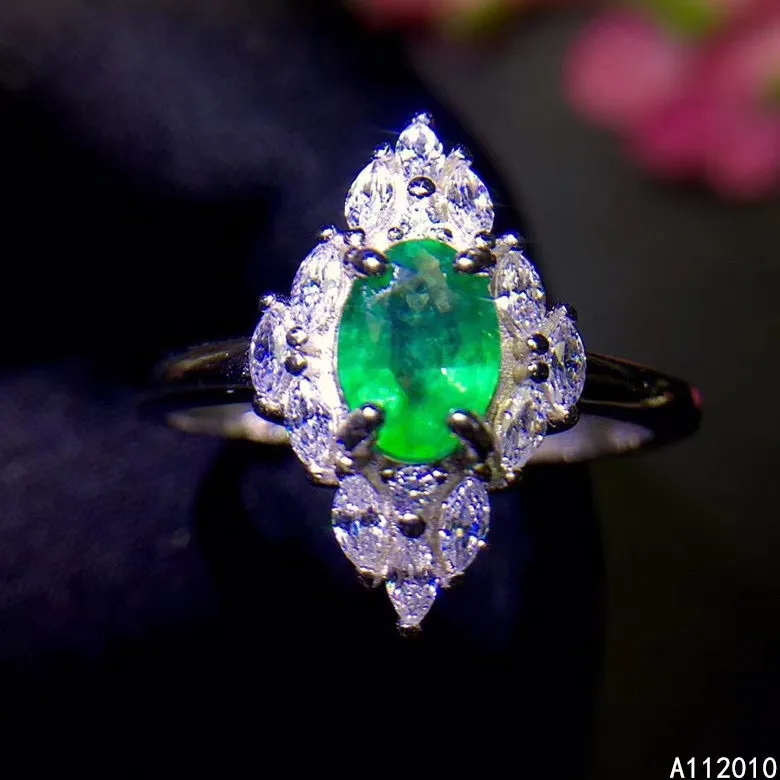 

KJJEAXCMY fine jewelry 925 sterling silver inlaid natural gemstone Emerald elegant Woman's Female girl Miss new ring