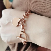 stainless steel heart bracelet for women girls gold bracelets bangle lovers couple jewerly mothers day gift pulseras mujer