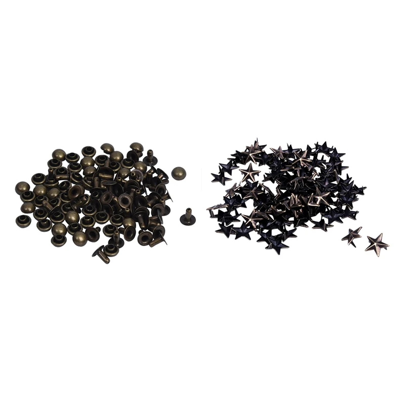 

Быстрые заклепки в виде грибов, 50 шт., 6 мм, античная латунь и 100 шт. бронзовых заклепок, подходит для сумки с заклепками 15 мм