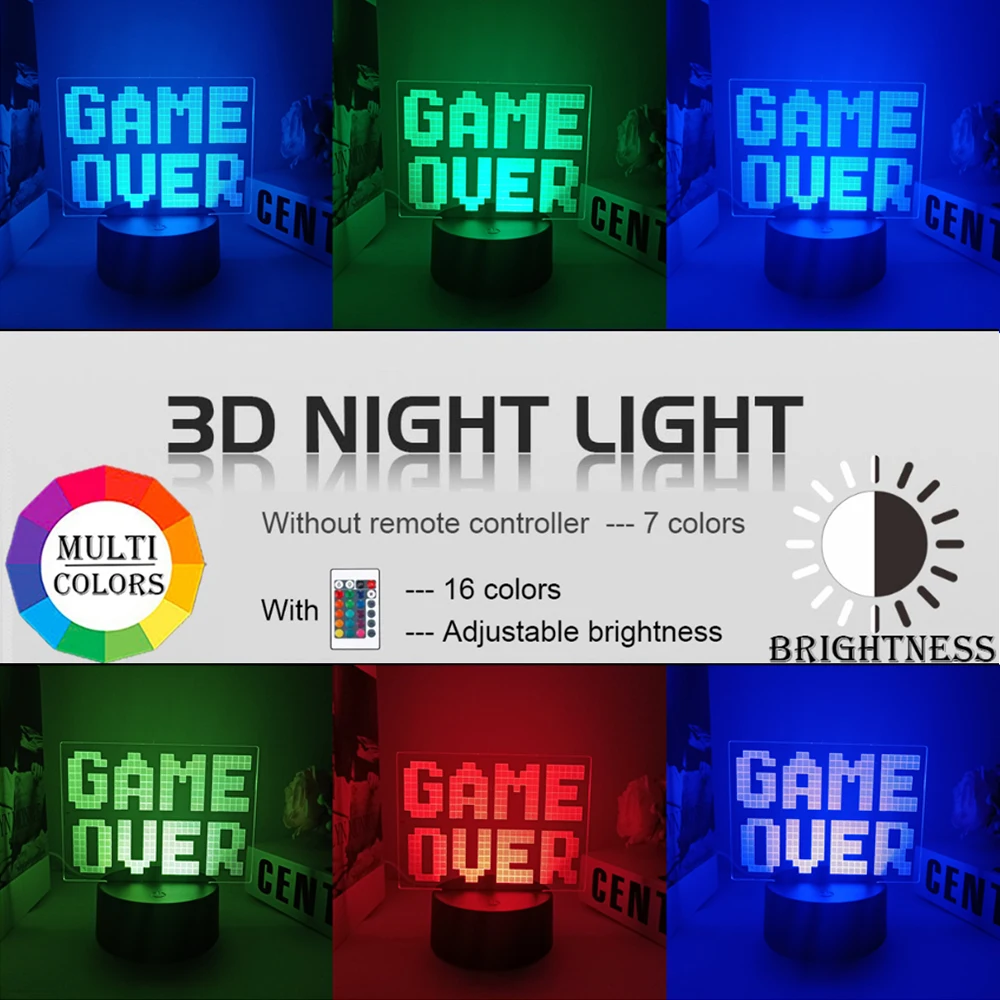 3D ночник для игровой комнаты настольная установка освещение Декор геймпад