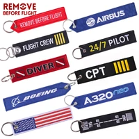 remove before flight car keychains berloques red embroidery highlight key fobs chains jewelry aviation gifts chaveiro masculino
